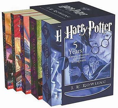 harry potter books. put the Harry Potter books